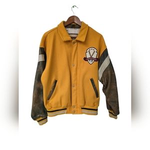 Vintage 80's Louisville Slugger Jacket-USA Made- Genuine Leather/Cotton/Satin